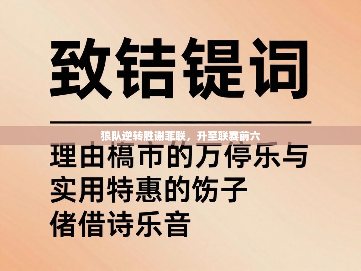 狼队逆转胜谢菲联,升至联赛前六 第1张